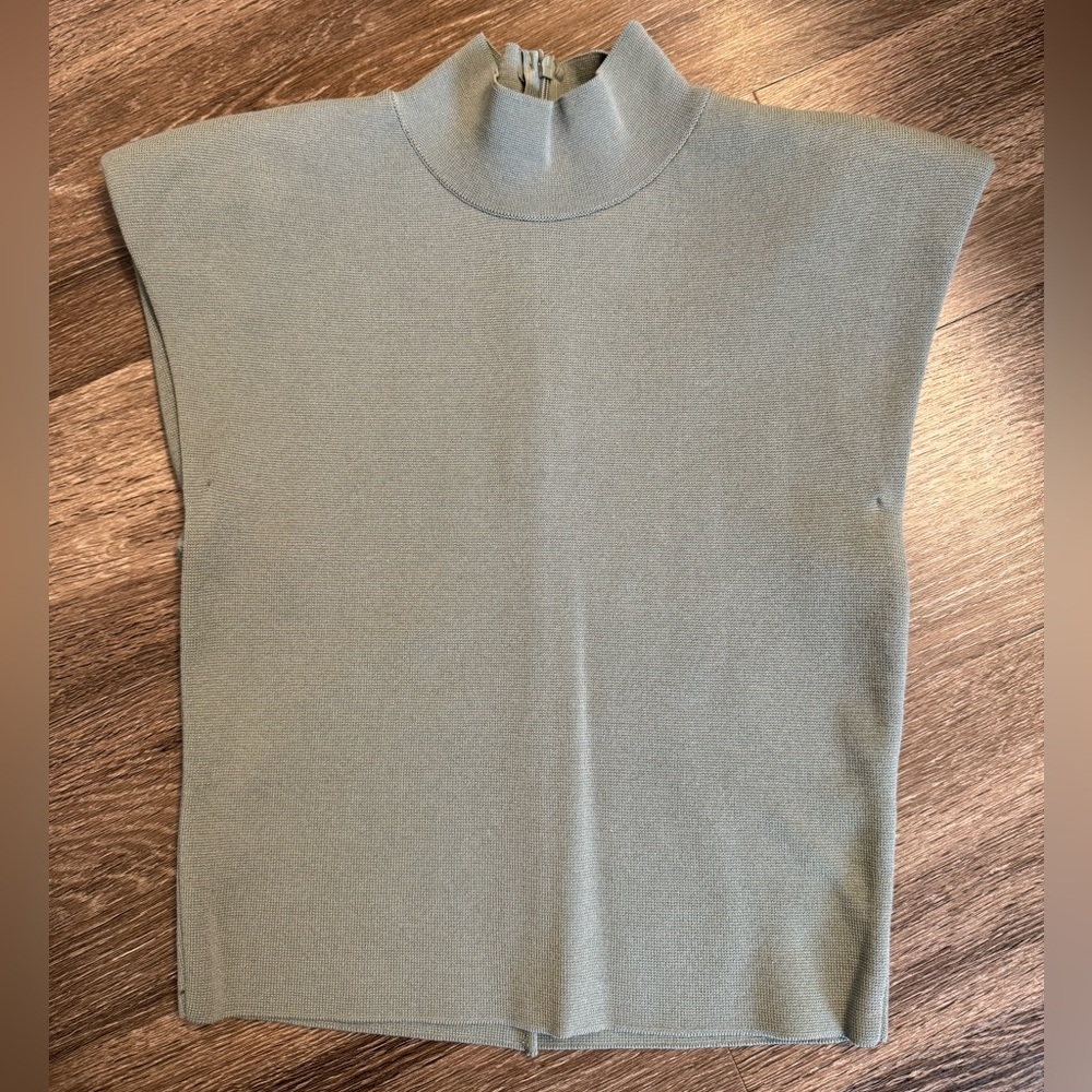 Zara green top with shoulder pads